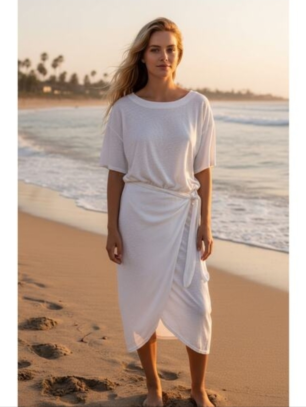 Free People Beach Leila Wrap Midi Dress Ivory Nwot